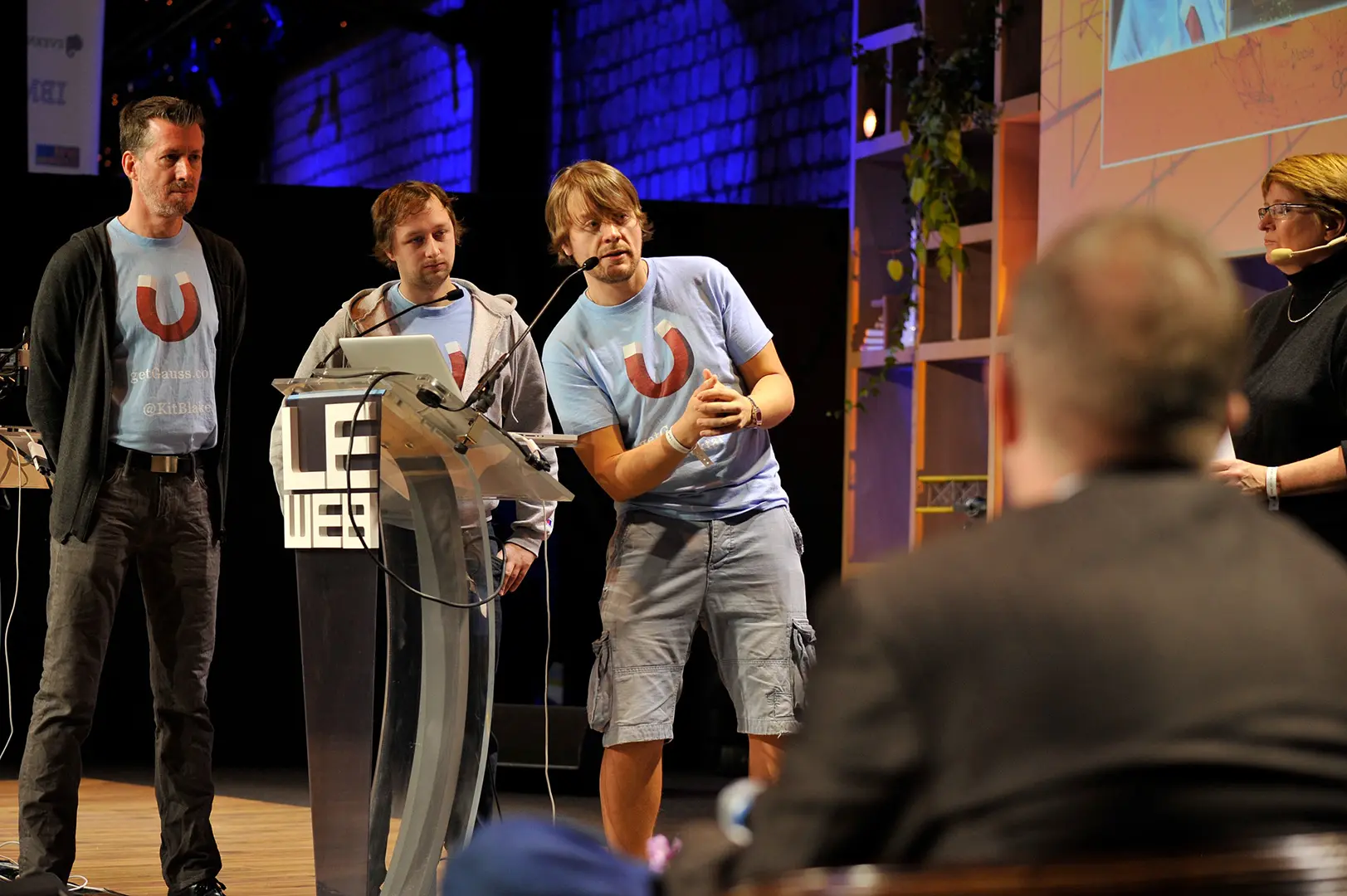 Vidar Andersen pitching and launching 'Gauss - The People Magnet' on stage at LeWeb 2011